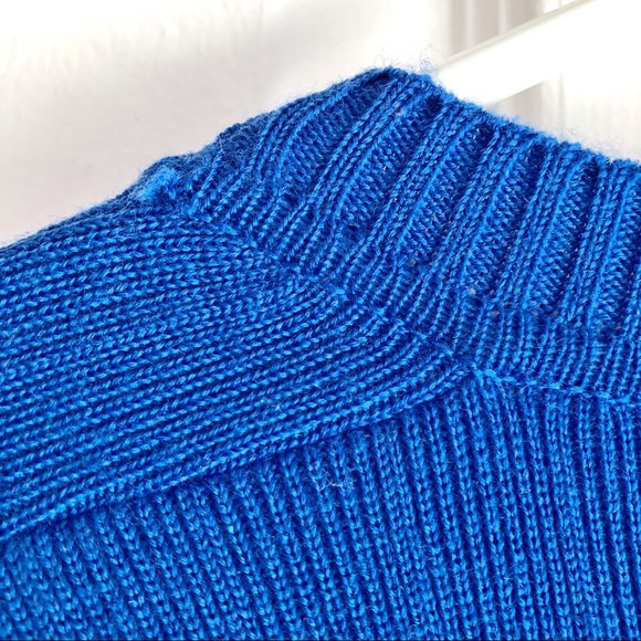 Vintage 80s Olympian Blue 100% Wool Sweater Large - Picture 11 of 12